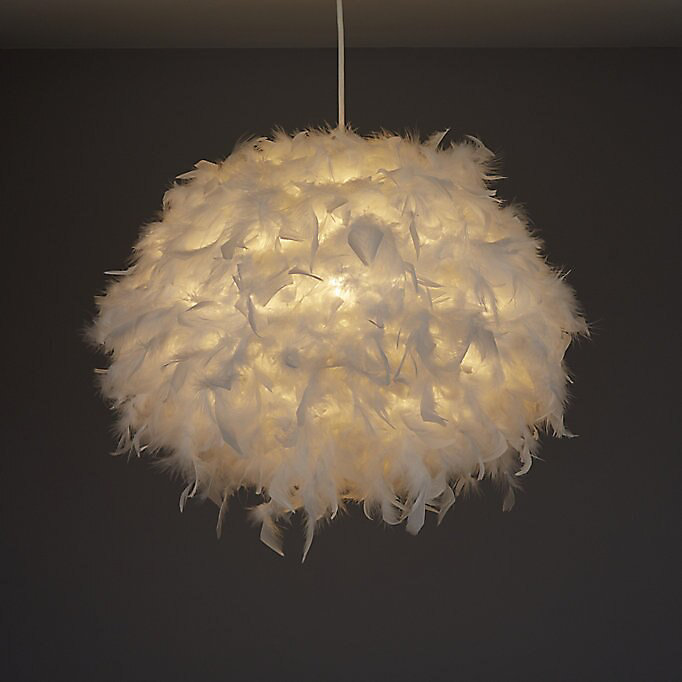 Waneway Feather Light Shade for Ceiling Pendant Light Fluffy Lamp Shade 