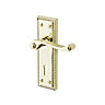 Colours Menet Polished Brass effect Zamak Scroll Lock Door handle (L)100mm