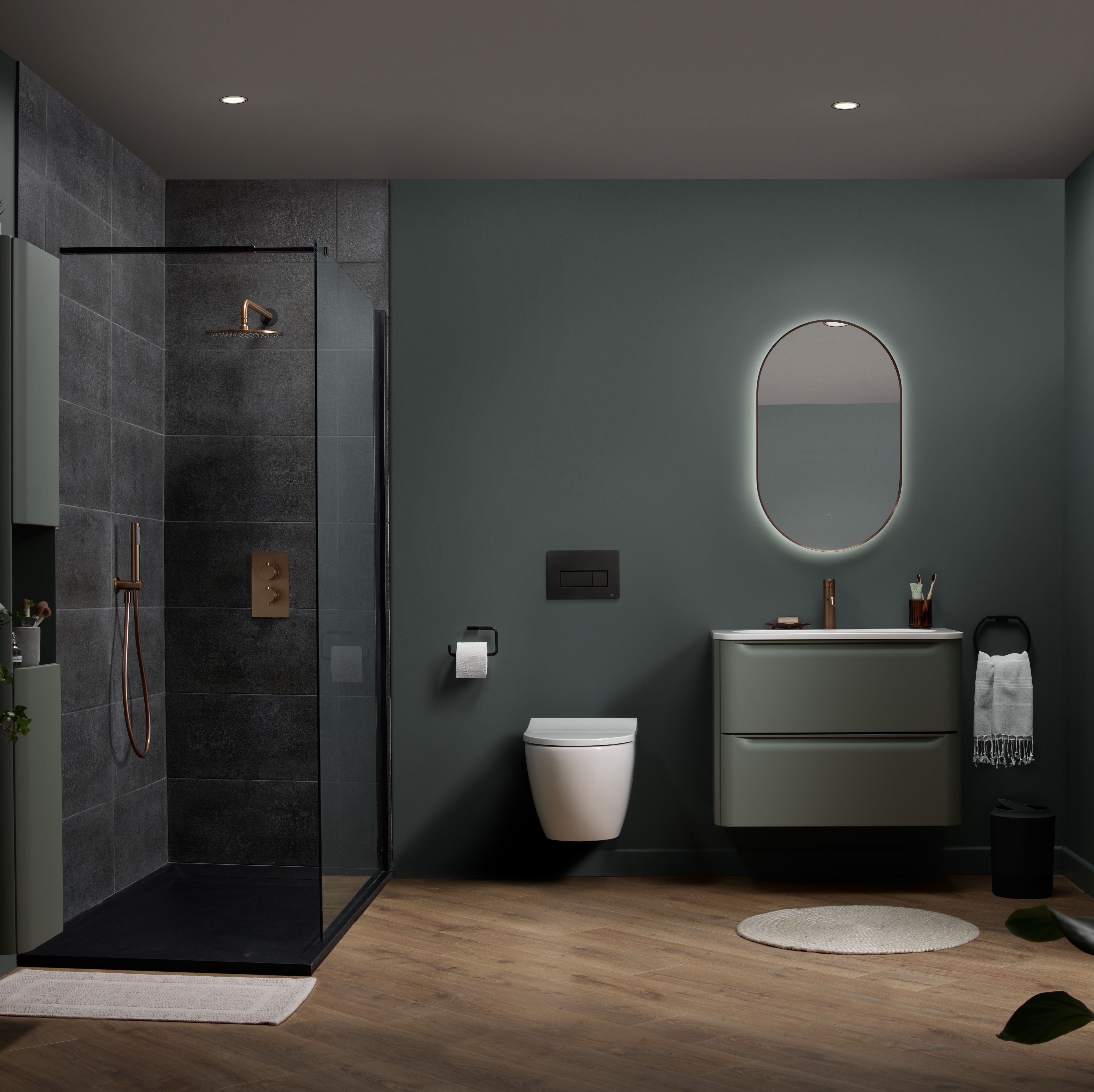 Colours Metal ID Anthracite Matt Flat Concrete effect Textured Porcelain Indoor Wall & floor Tile - 11