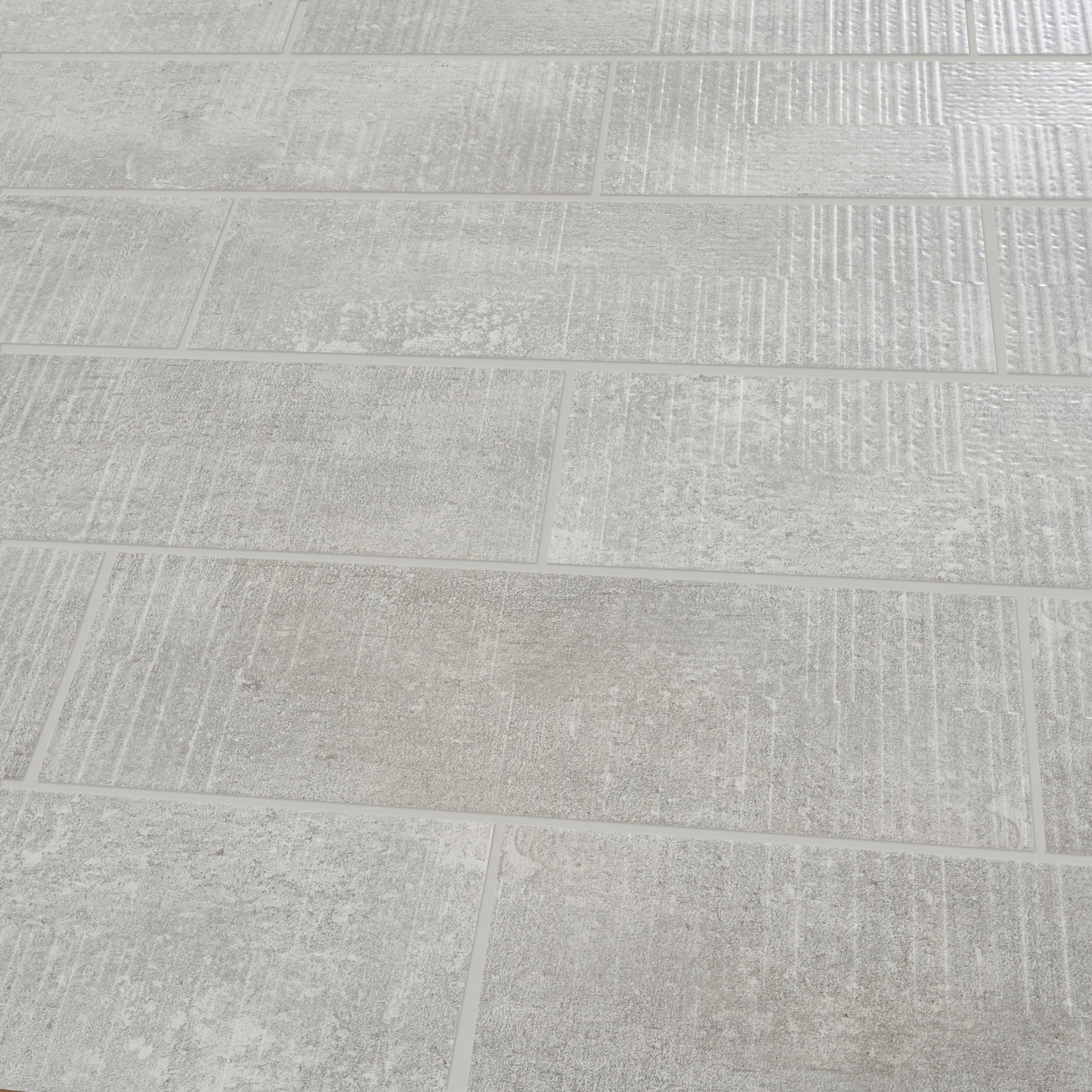 Colours Metal ID Grey Matt Linear Concrete effect Porcelain Indoor Wall Tile Sample