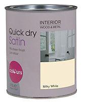 Colours Milky white Satin Metal & wood paint, 0.75L