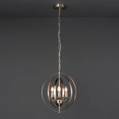 Colours Milverton Modern Brushed Steel Chrome effect 3 Lamp Ceiling light