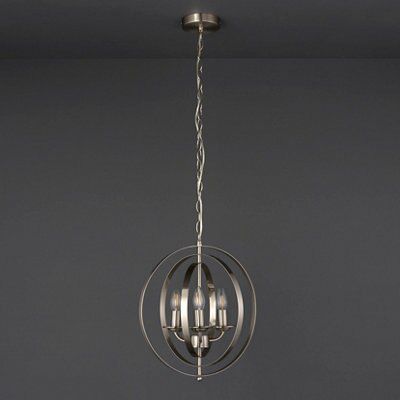 Colours Milverton Modern Brushed Steel Chrome effect 3 Lamp Ceiling light