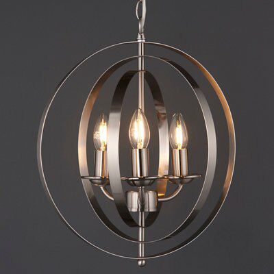 Colours Milverton Modern Brushed Steel Chrome effect 3 Lamp Ceiling light
