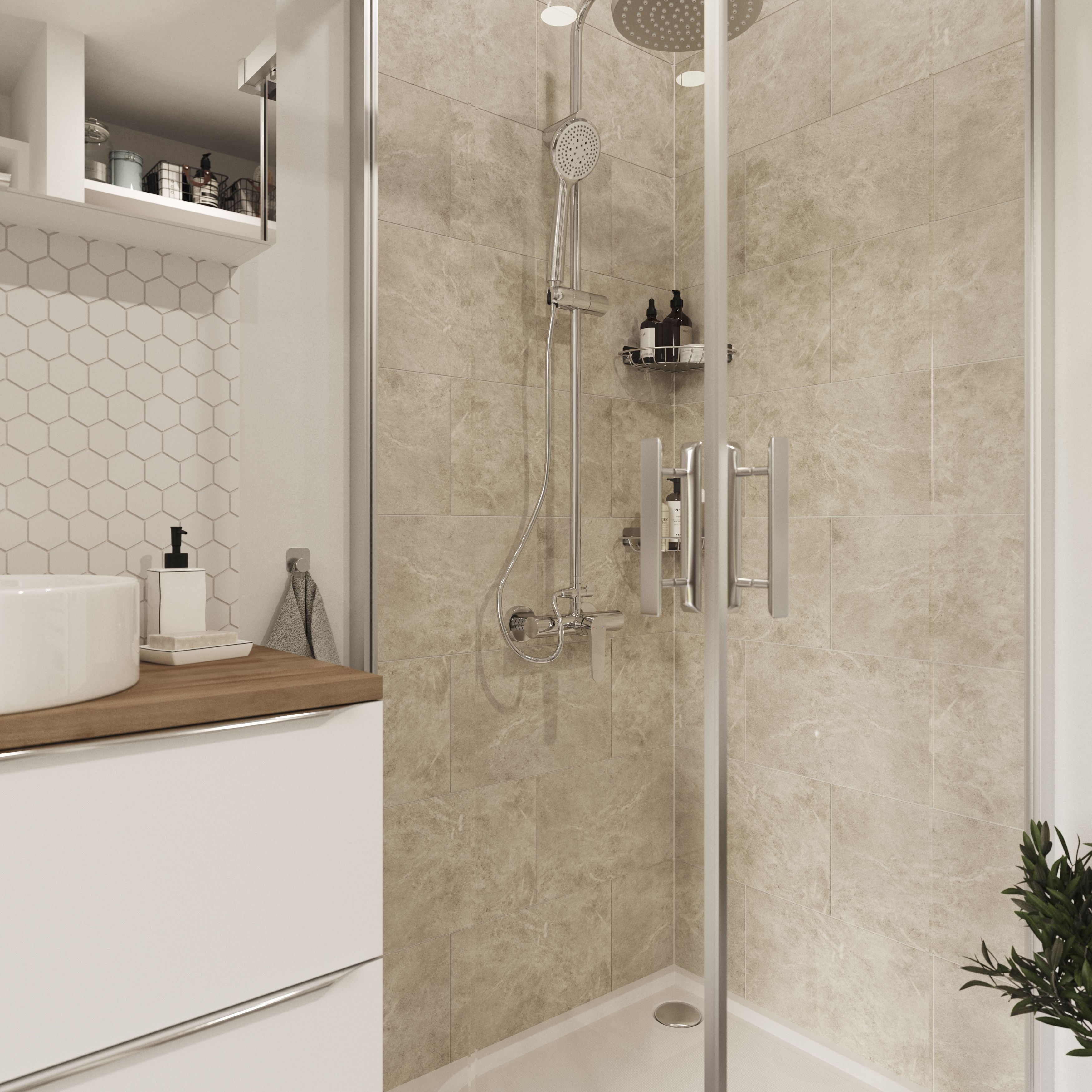 Colours Minerva Charcoal Gloss Marble effect Ceramic Indoor Wall Tile - 5