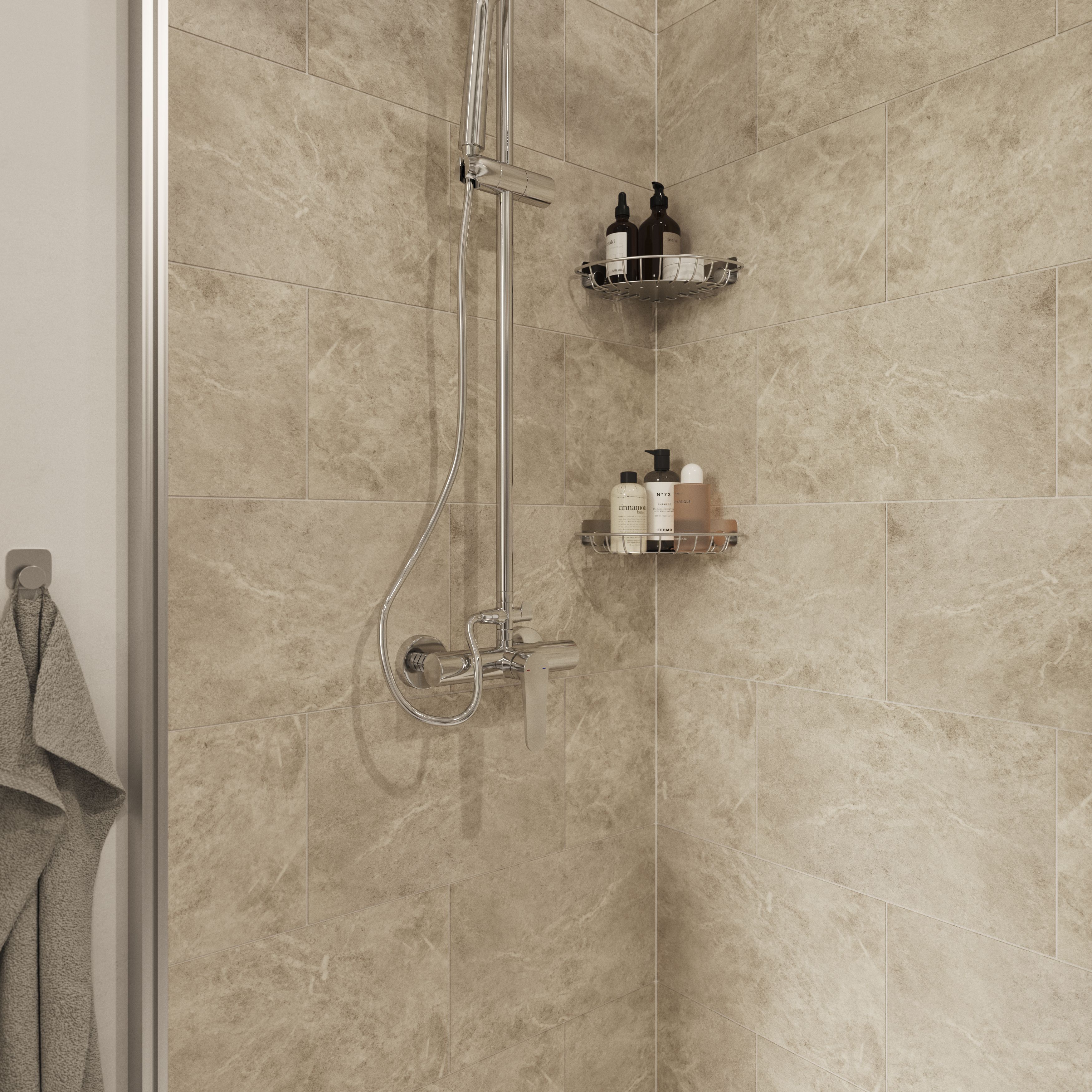 Colours Minerva Charcoal Gloss Marble effect Ceramic Indoor Wall Tile - 6