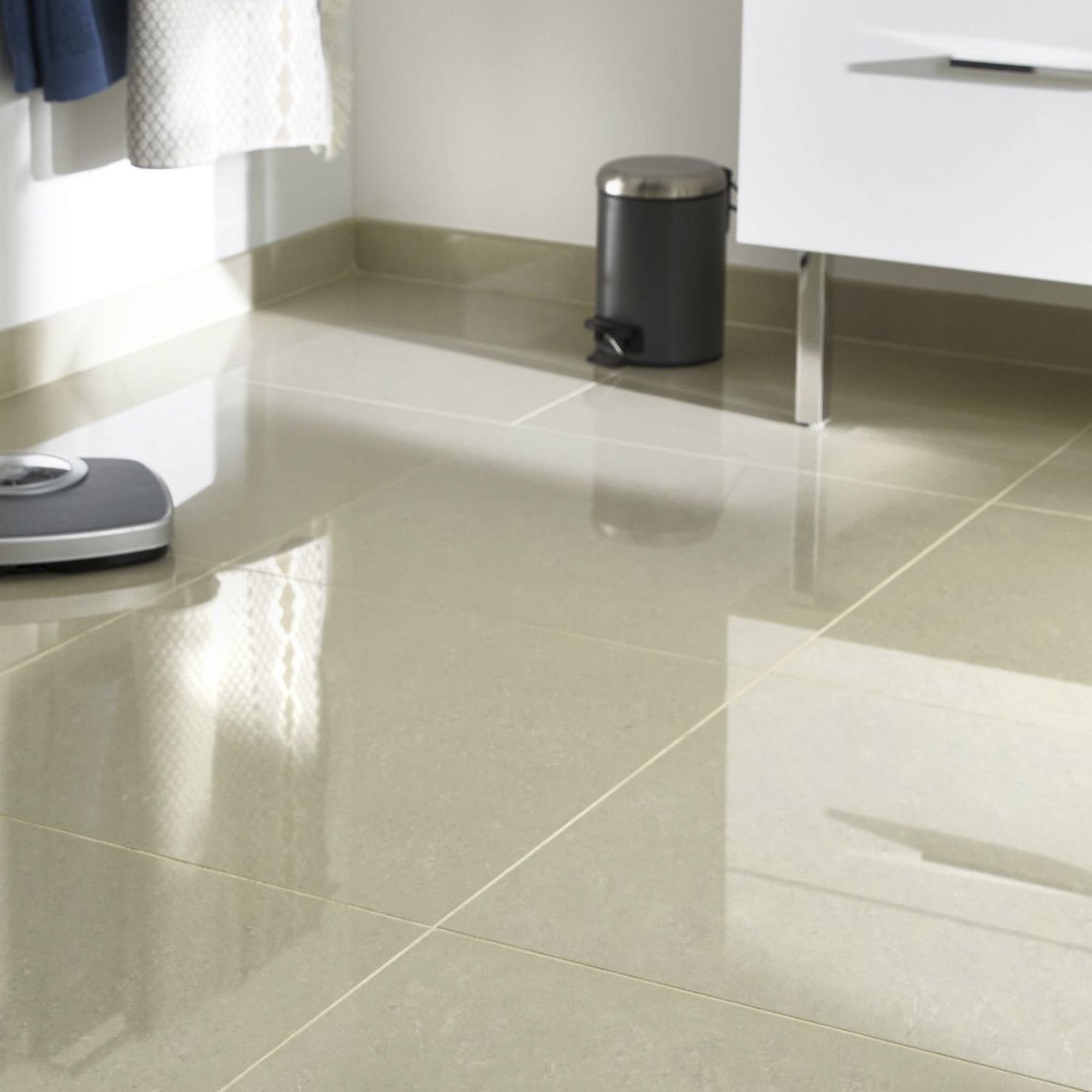 Colours Modenia Beige High gloss Stone effect Porcelain Indoor Wall & floor Tile - 3