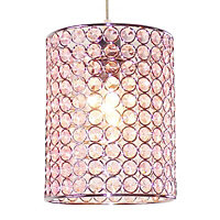 Colours Mokena Pink Crystal effect Beaded Light shade (D)16cm