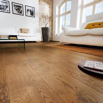 Colours Monito Natural Oak effect Real wood top layer flooring , (W)156mm