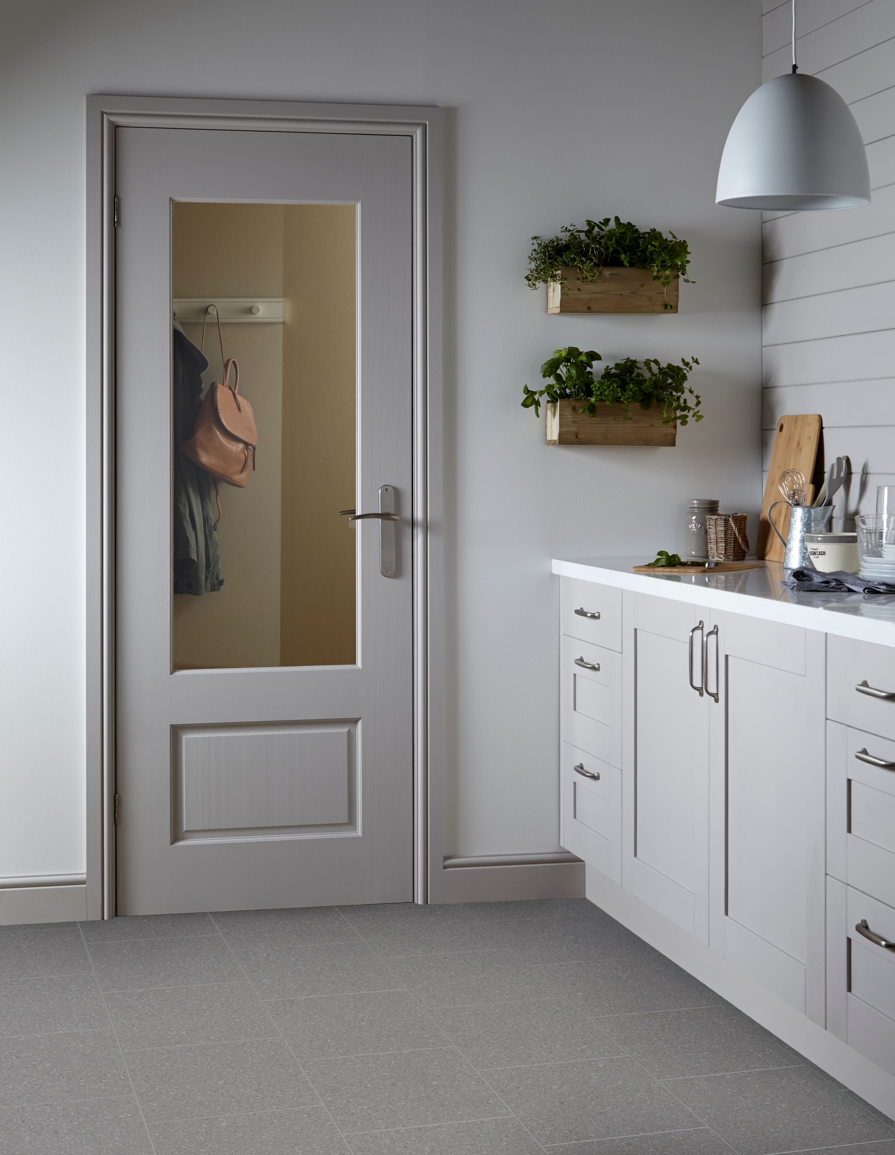Colours Monzen Grey Tile effect Vinyl flooring, 4m²