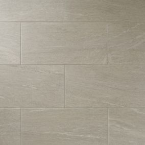 Colours Natural Greige Satin Stone effect Porcelain Wall & floor Tile Sample