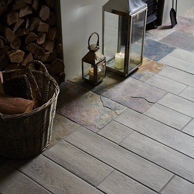 Colours Natural sheera Slate Matt Patterned Stone effect Slate Wall & floor Tile Sample