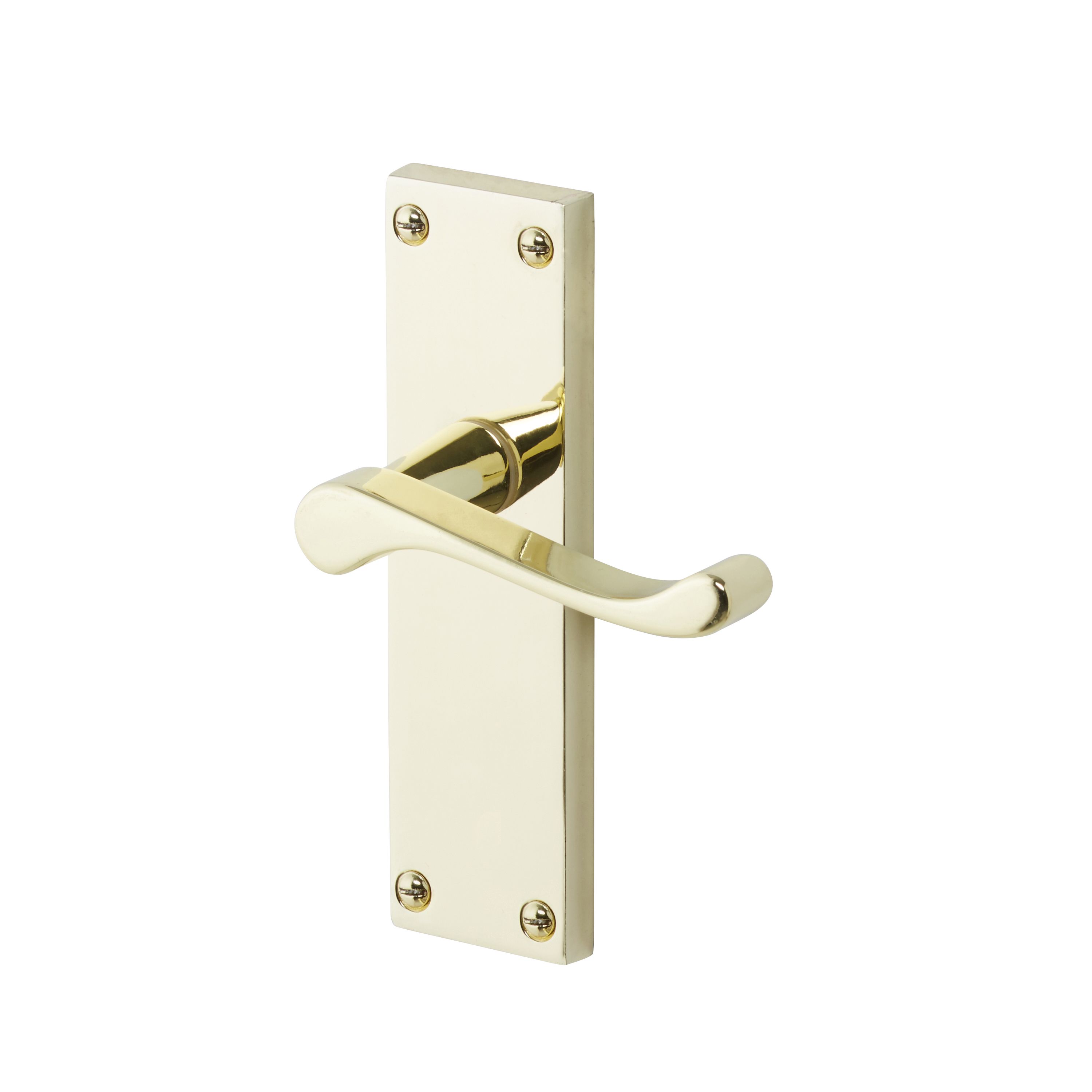 Colours Nehou Polished Brass effect Zamak Scroll Latch Door handle (L)96mm (D)55mm