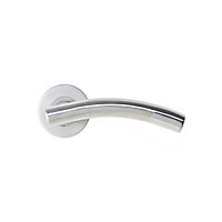 Colours Neia Brushed Nickel effect Stainless steel Curved Latch Push-on rose Door handle (L)140mm, Pair