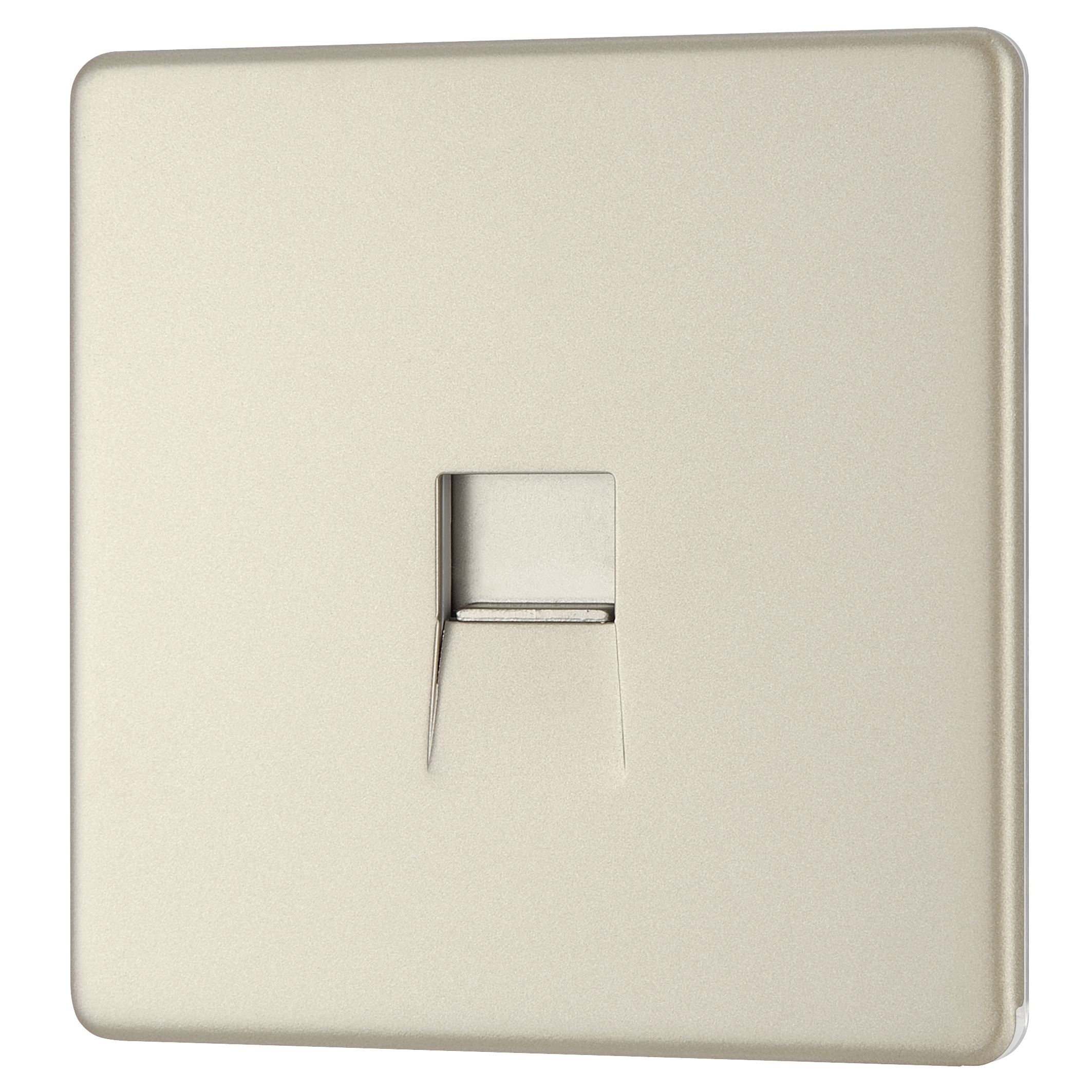 Colours Nickel 1 gang Flat Screwless Telephone socket