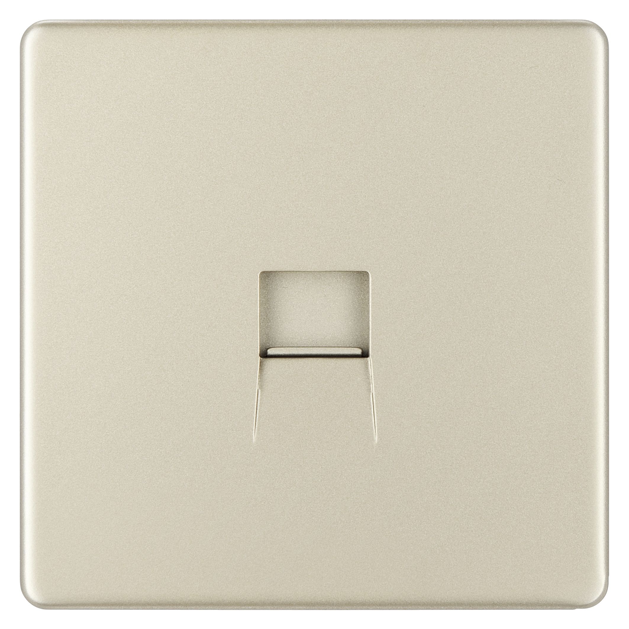 Colours Nickel 1 gang Flat Screwless Telephone socket