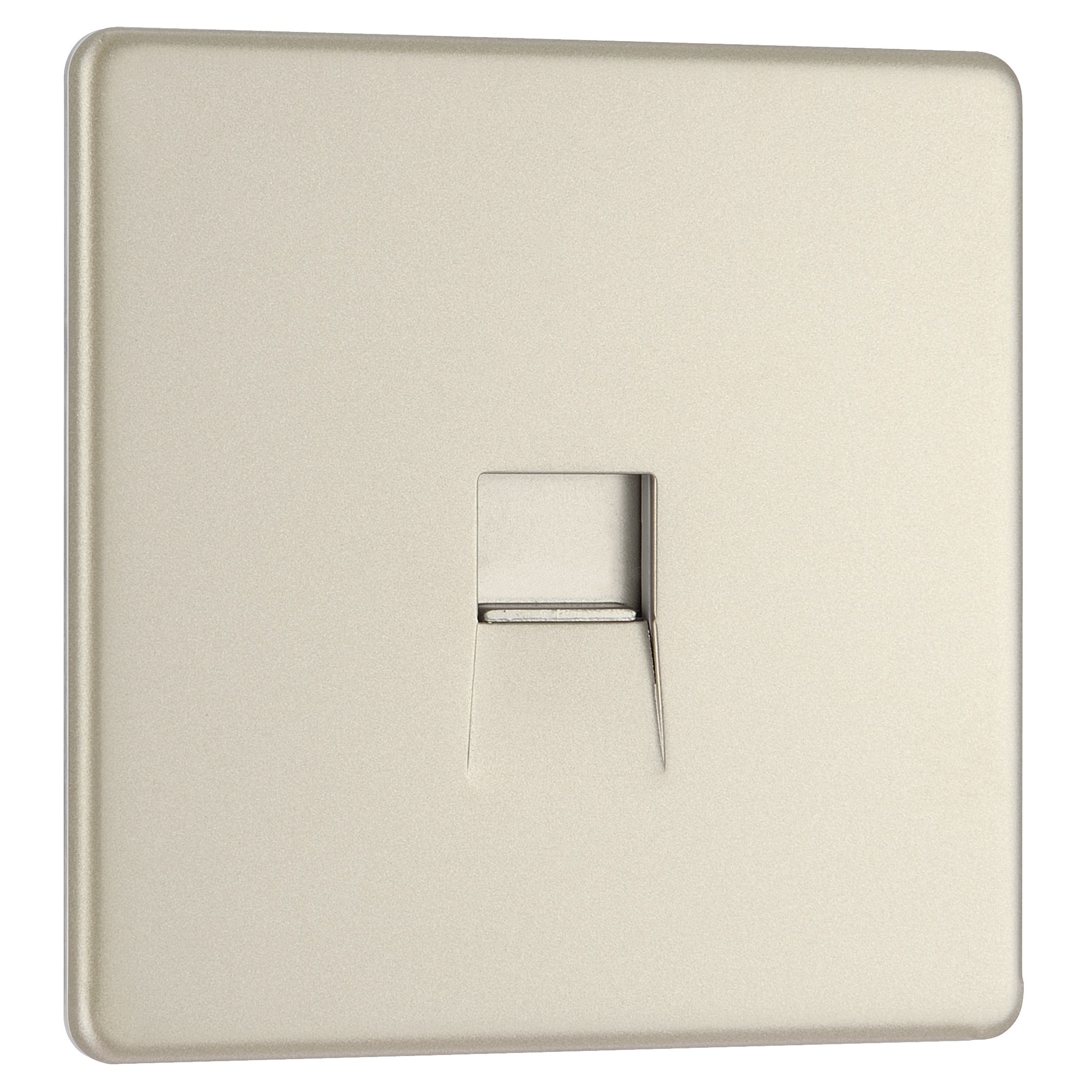 Colours Nickel 1 gang Flat Screwless Telephone socket