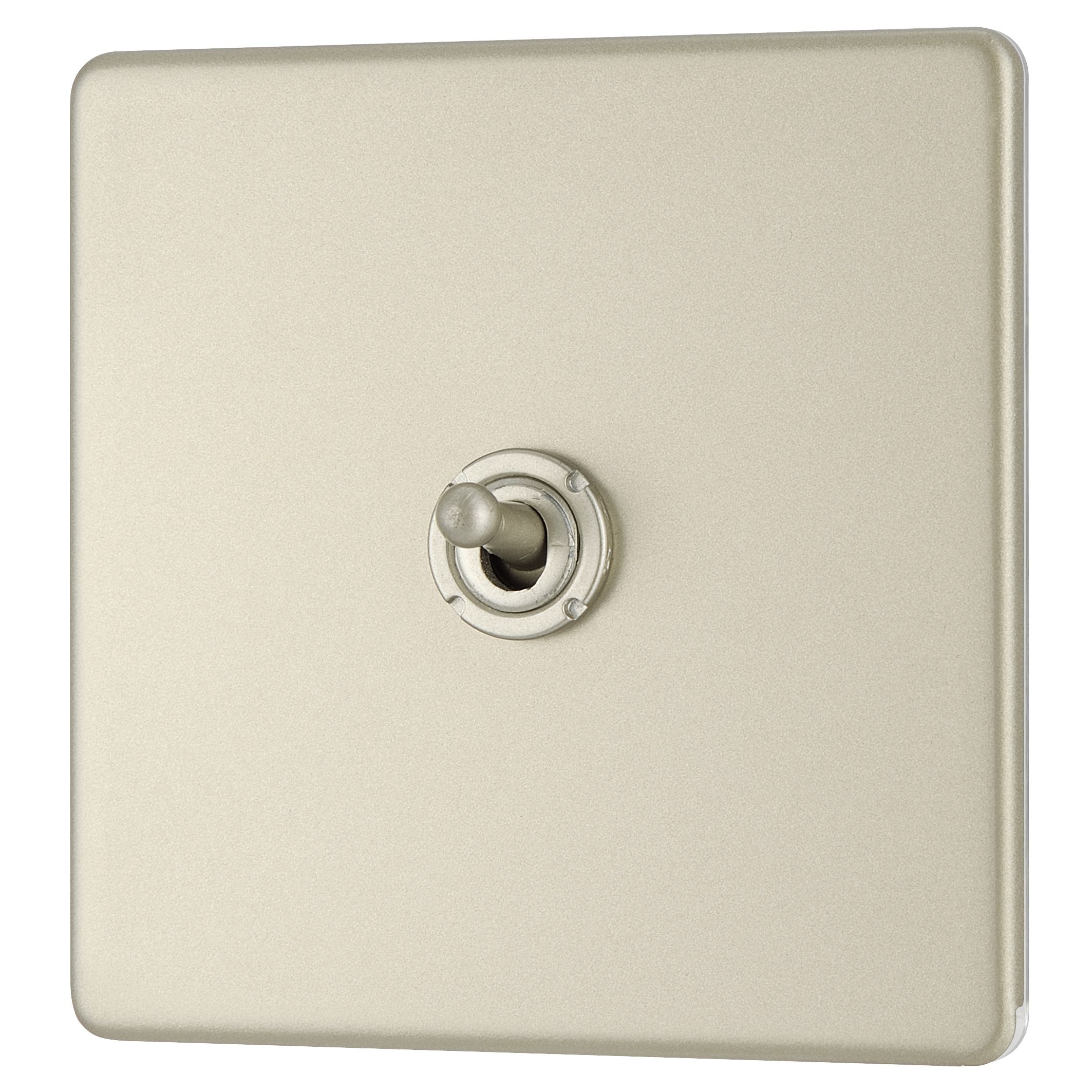 Colours Nickel 10A 2 way 1 gang Flat Toggle Screwless Switch