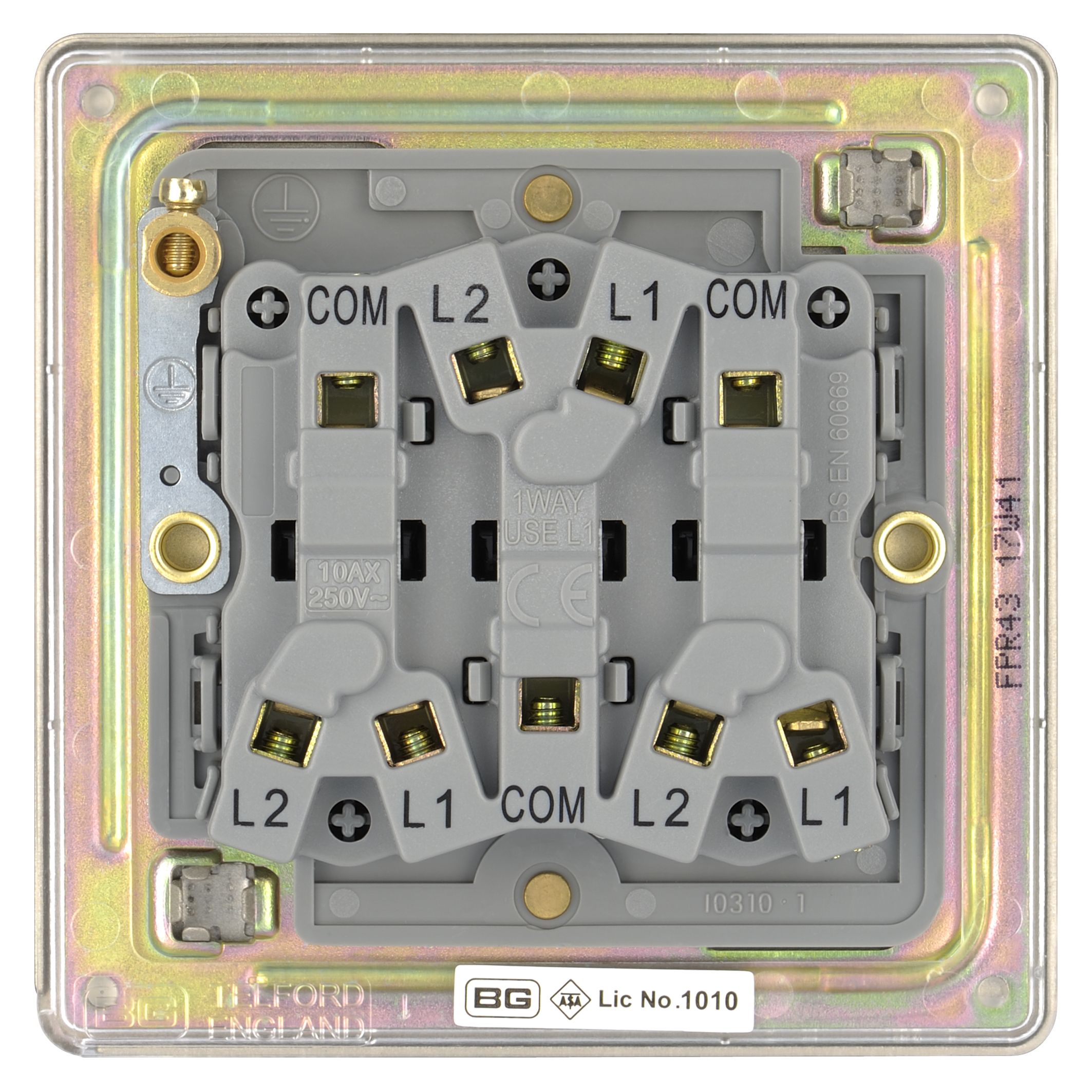 Colours Nickel 10A 2 way 3 gang Flat Light Screwless Switch