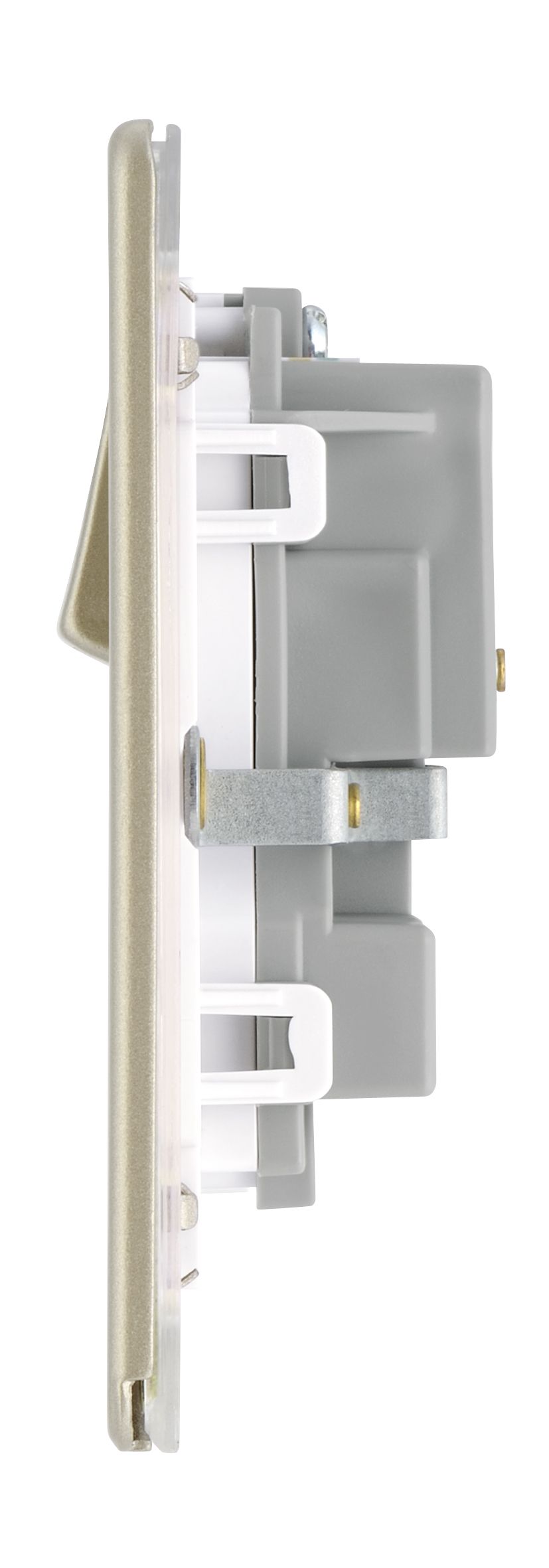 Colours Nickel Double 13A Screwless Switched Socket