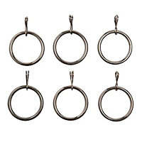 Colours Nickel effect Curtain ring (Dia)16mm, Pack of 6