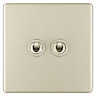 Colours Nickel effect Double 10A 2 way Flat Toggle Switch