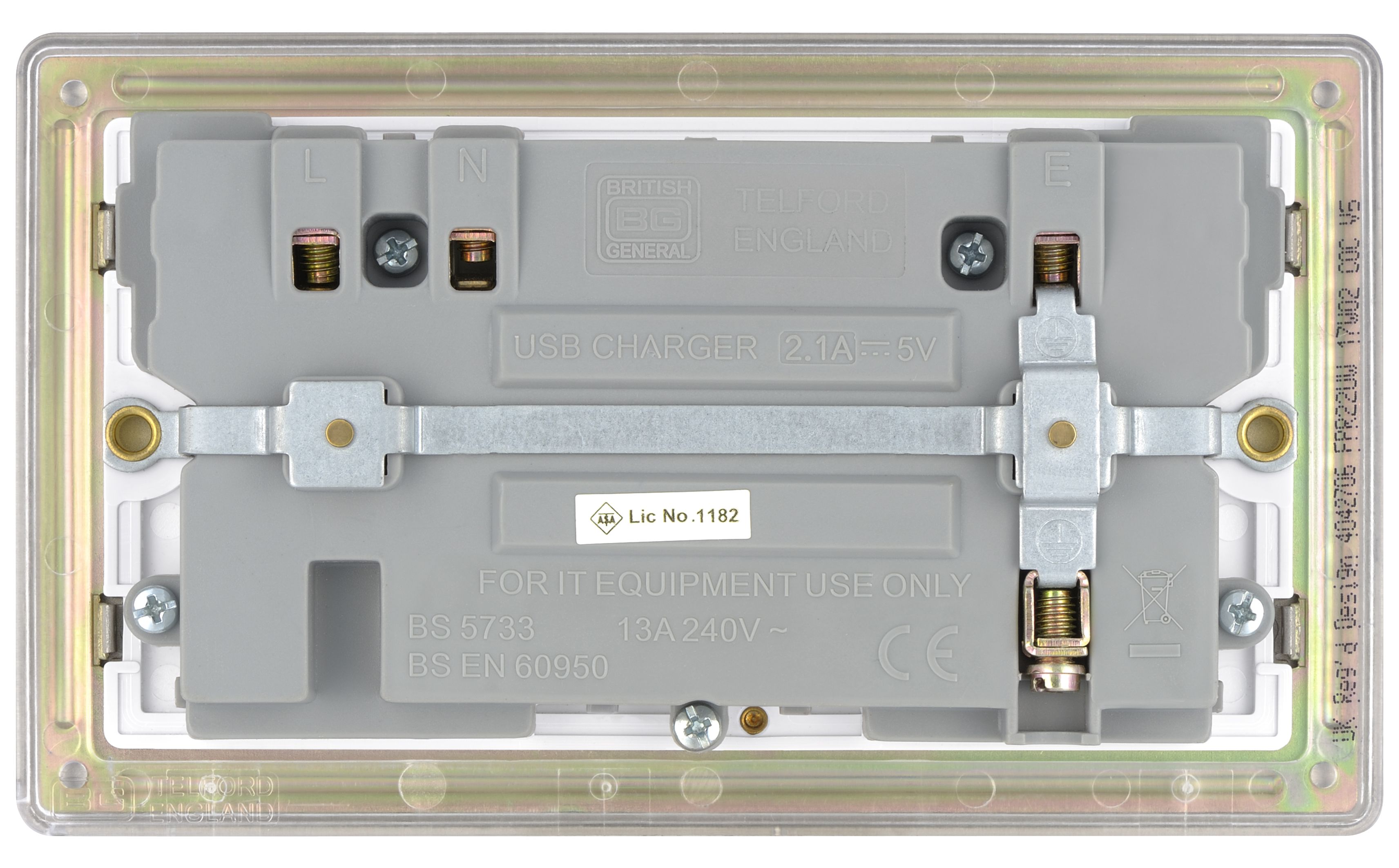 Colours Nickel effect Double USB socket, 2 x 2.1A USB