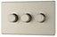 Colours Nickel Flat profile Triple 2 way Dimmer switch