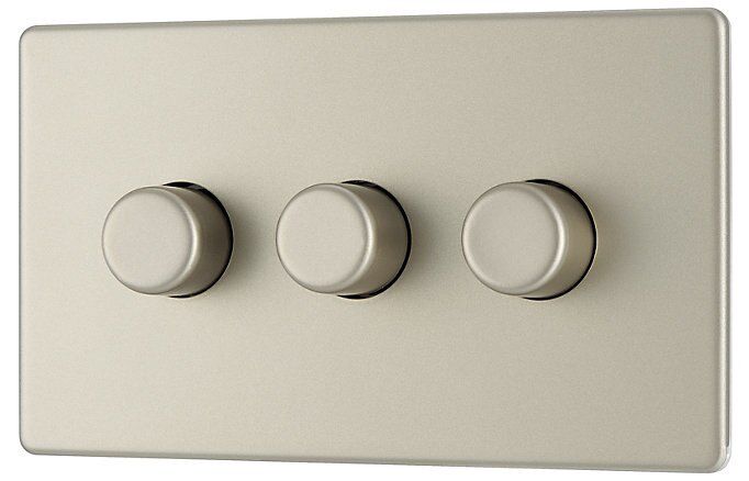 Colours Nickel Flat profile Triple 2 way Dimmer switch