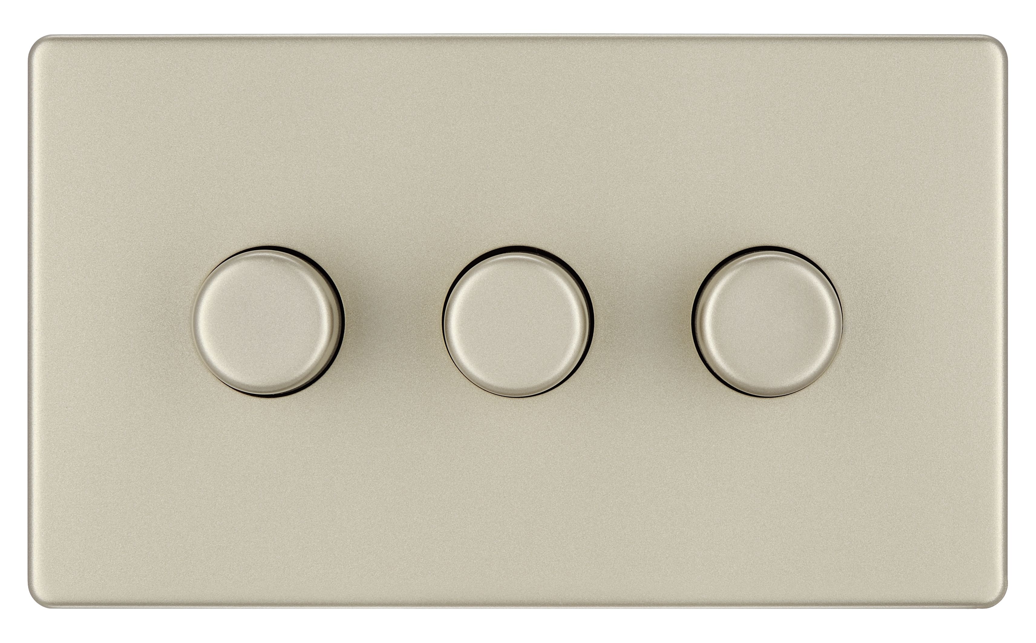 Colours Nickel Flat profile Triple 2 way Dimmer switch