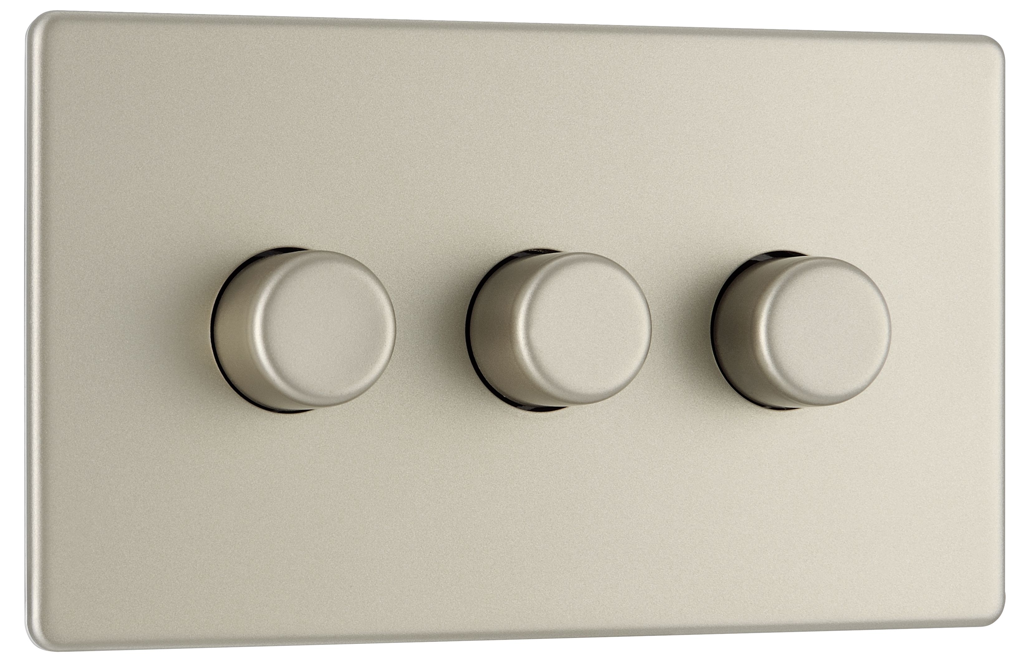 Colours Nickel Flat profile Triple 2 way Dimmer switch