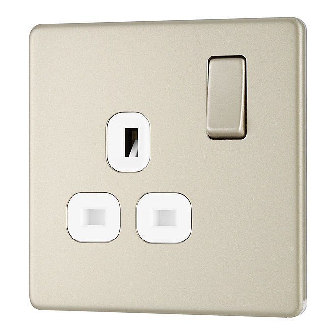 Colours Nickel Single 13A Screwless Switched Socket
