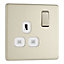Colours Nickel Single 13A Screwless Switched Socket