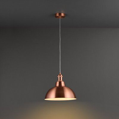 Colours Normann Pendant Brushed Steel Copper effect LED Ceiling light