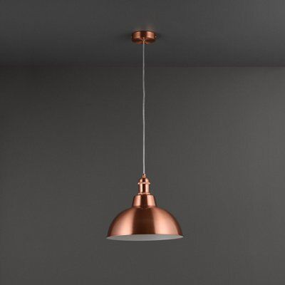 Colours Normann Pendant Brushed Steel Copper effect LED Ceiling light
