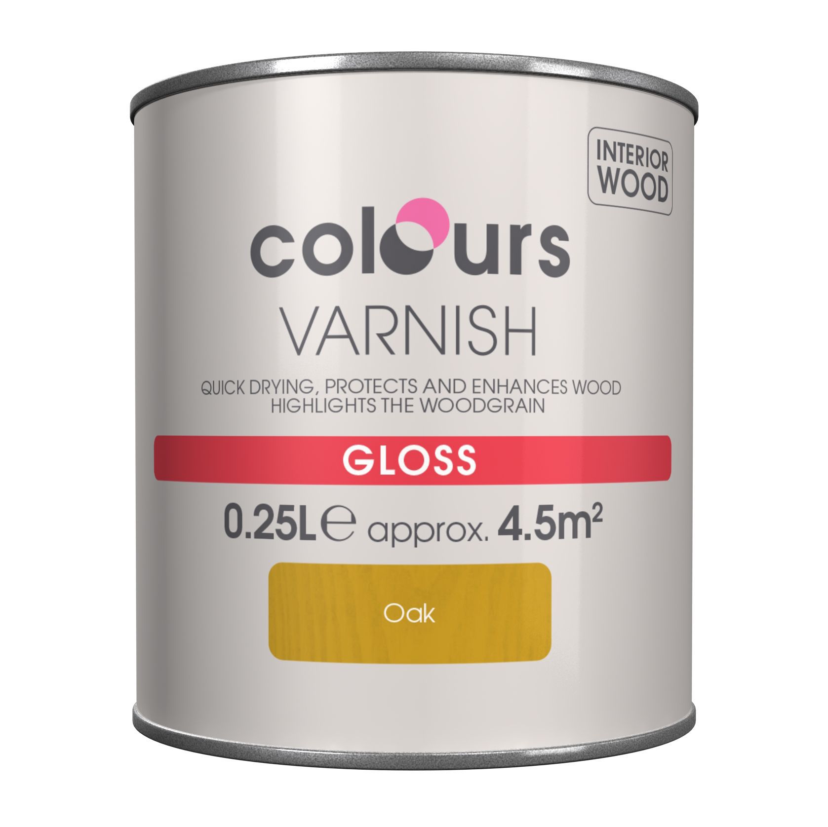 Colours Oak Gloss Wood varnish, 0.25L DIY at B&Q
