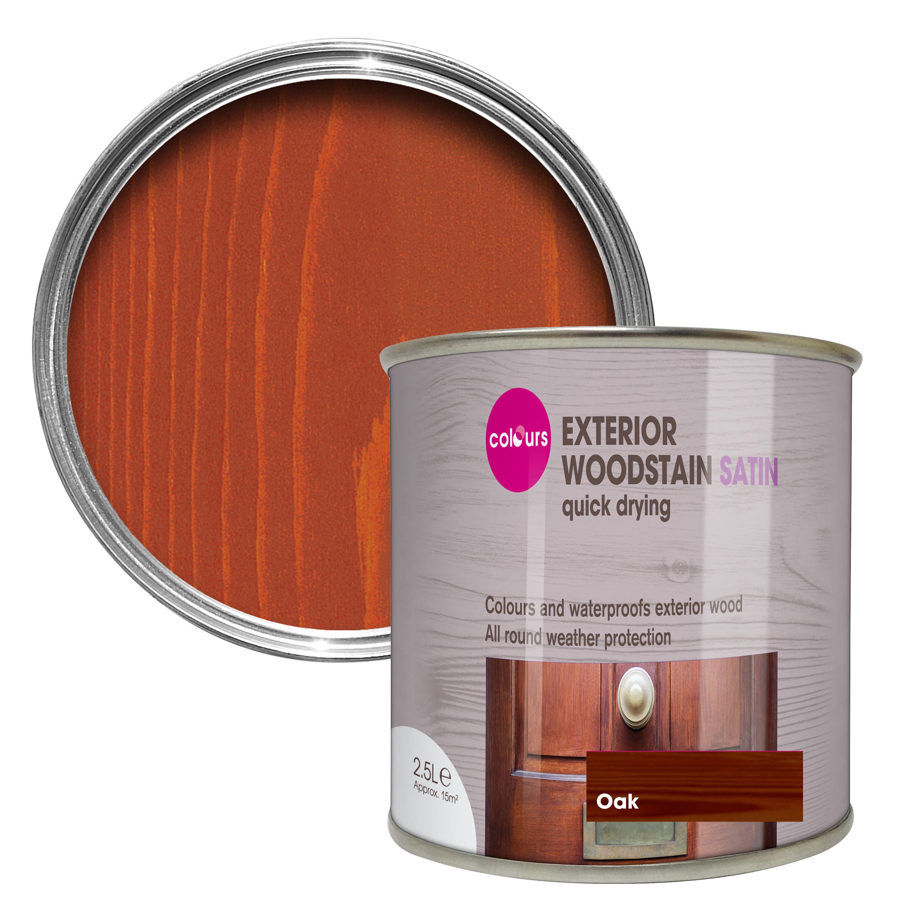 Colours Oak Satin Doors & windows Wood stain, 2.5L