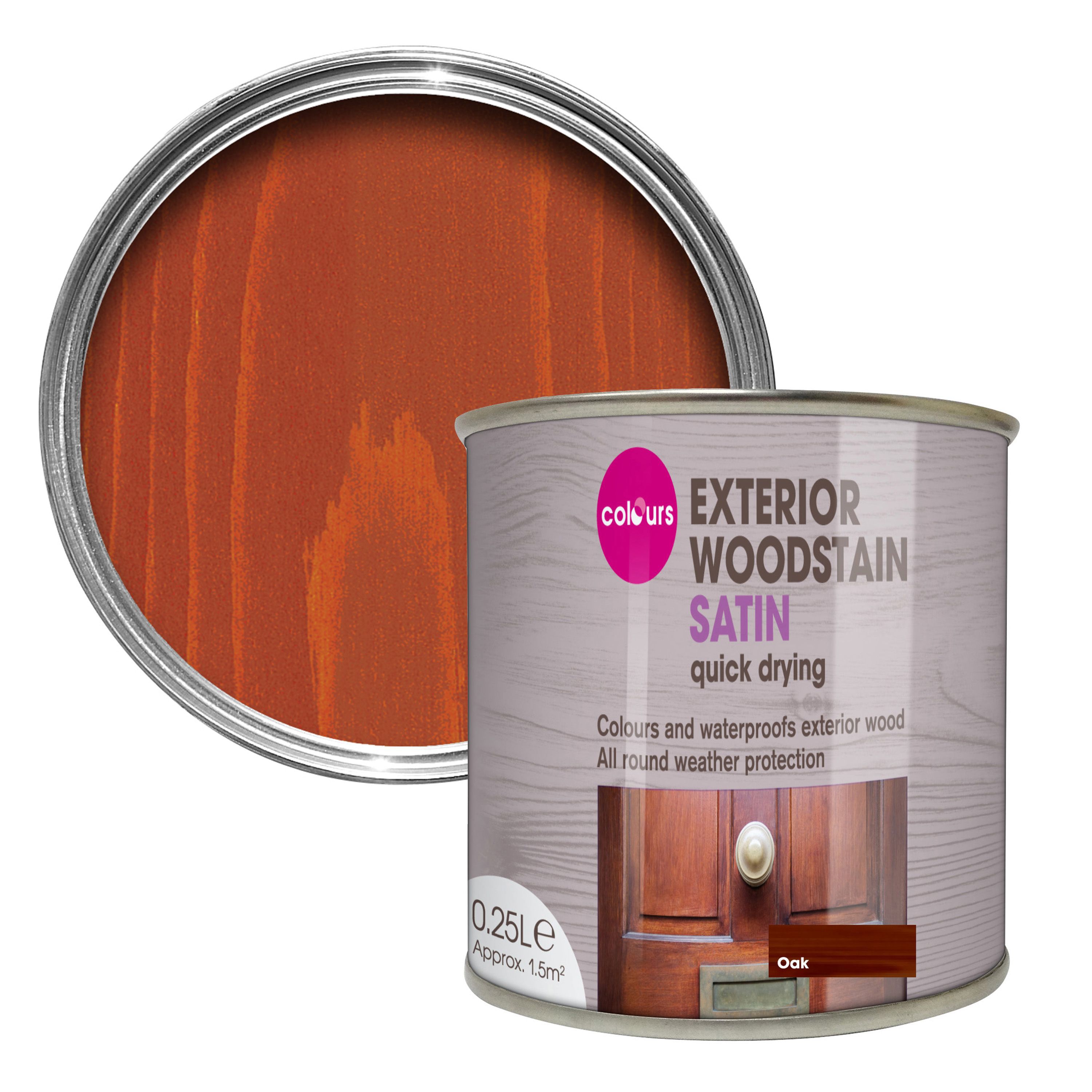 Colours Oak Satin Doors & windows Wood stain, 250ml