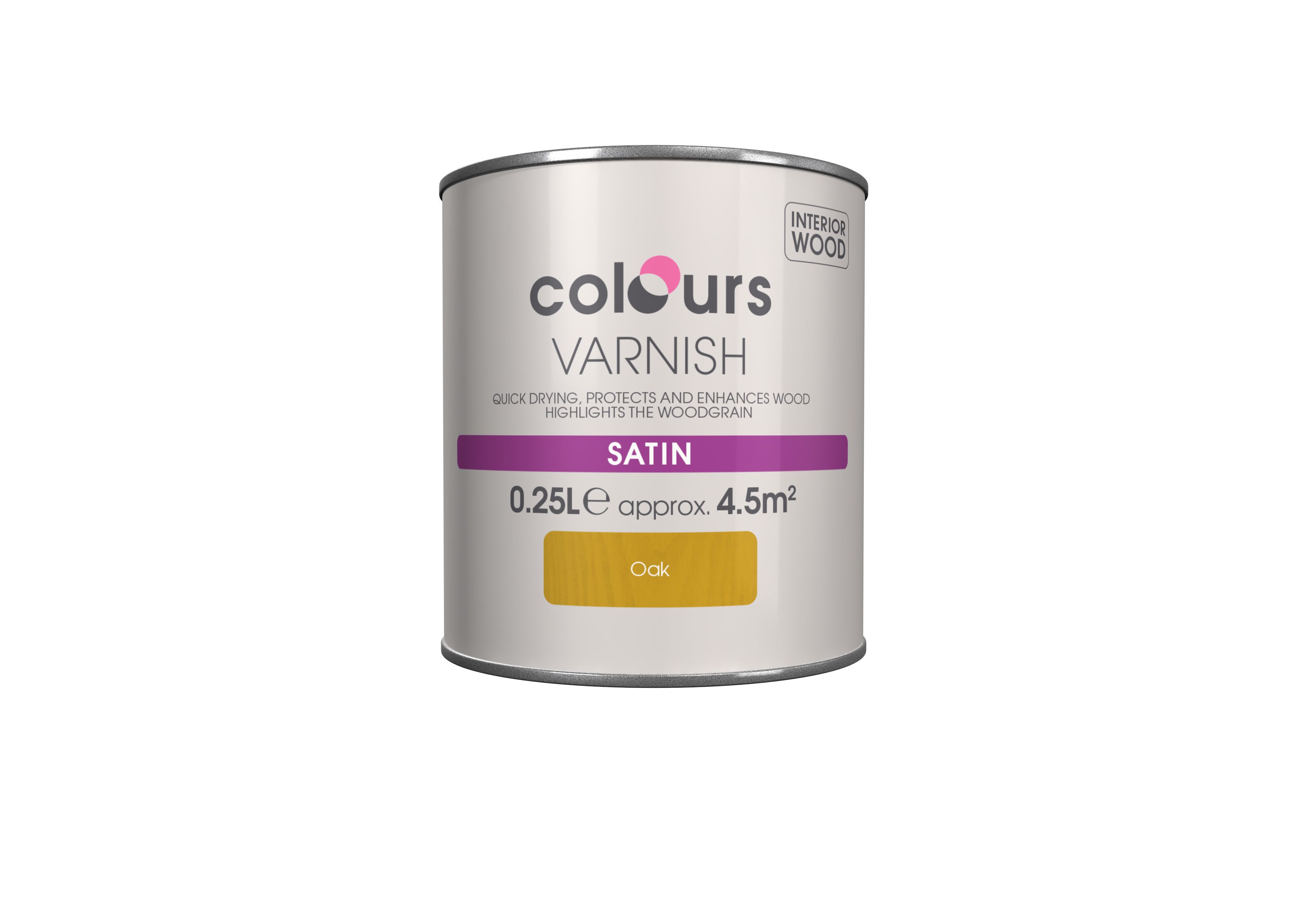 Colours Oak Satin Wood varnish, 0.25L | DIY at B&Q