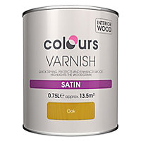 Colours Oak Satin Wood varnish, 0.75L