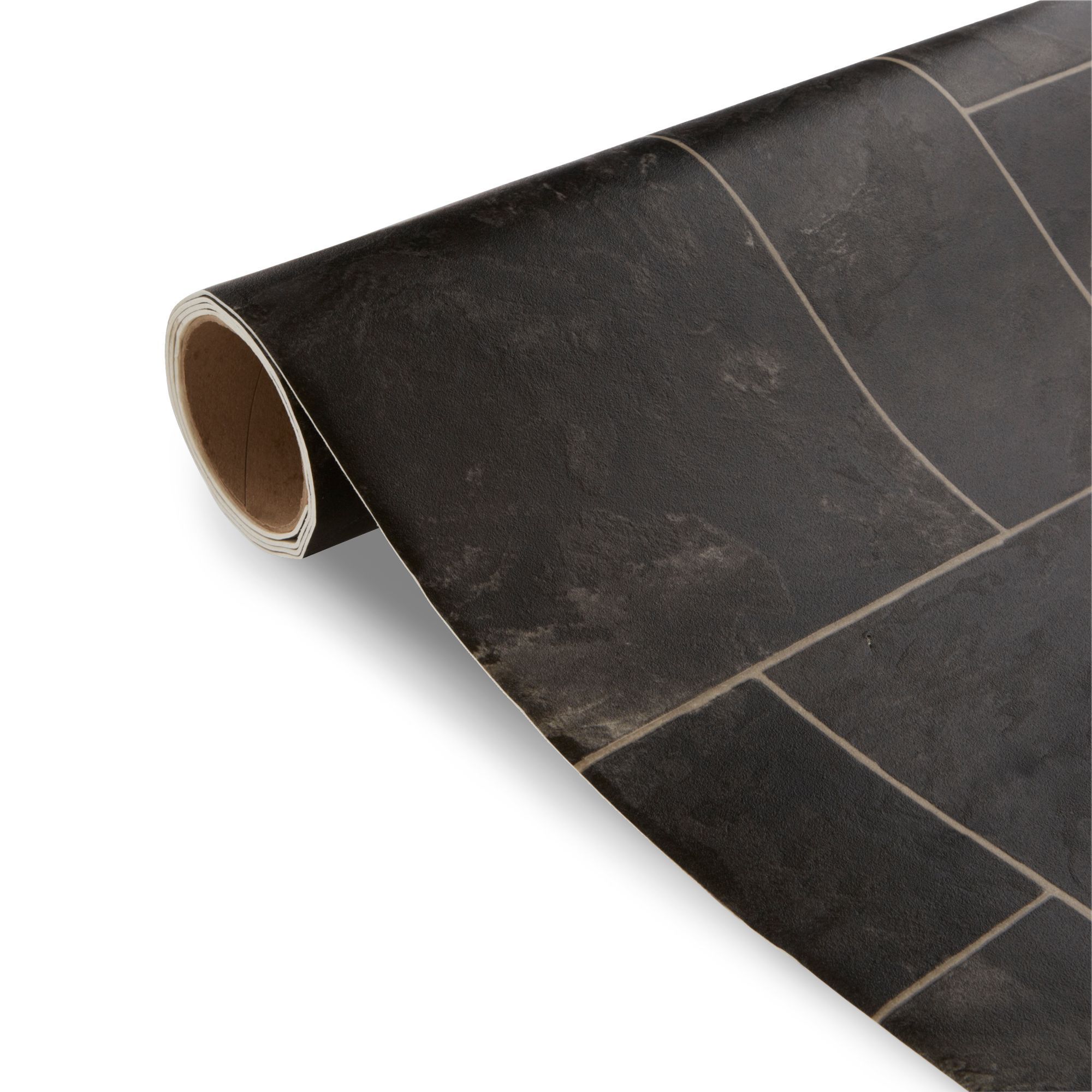 Colours Octavina Black Tile effect Vinyl flooring, 4m²