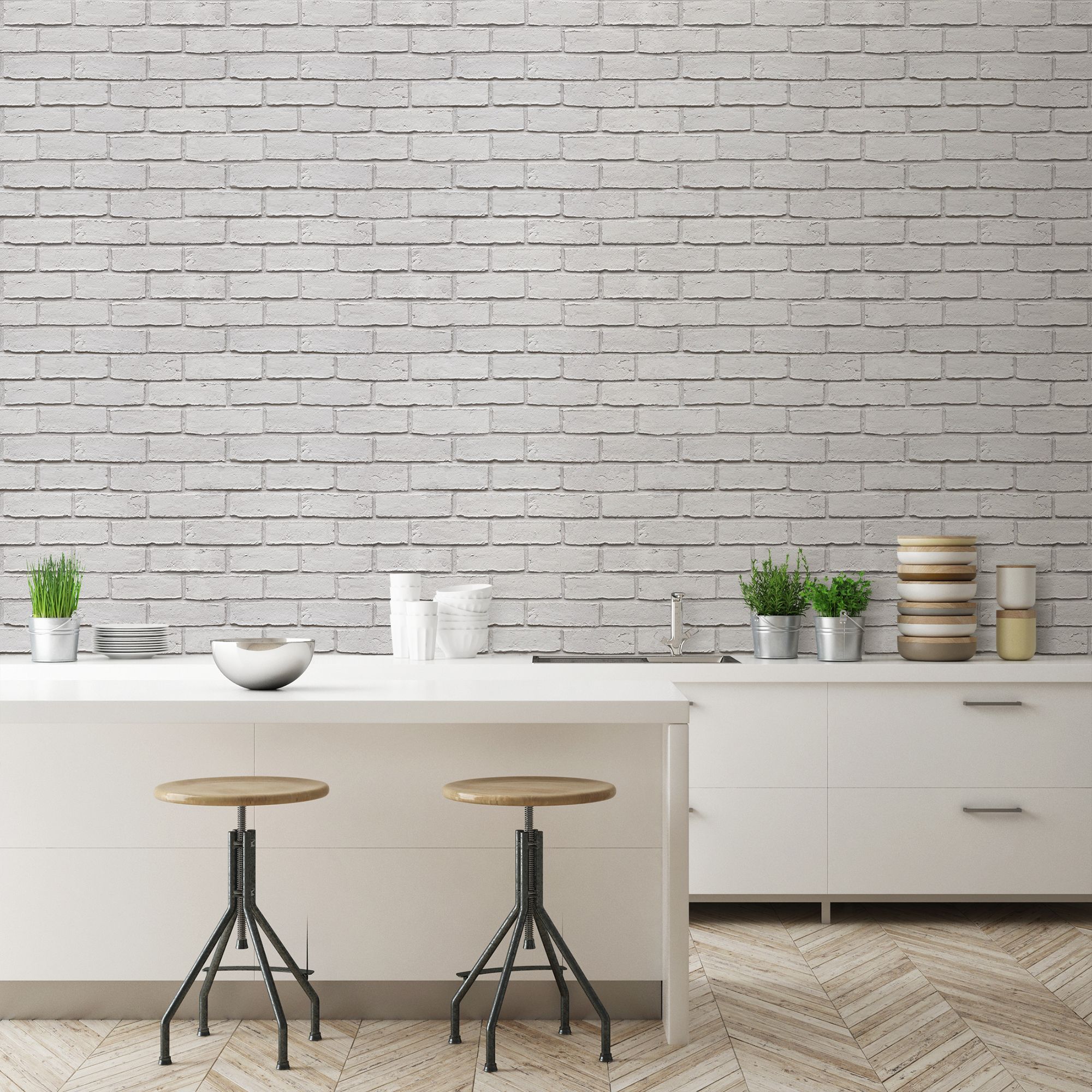 Colours Off White Brick Effect Blown Wallpaper Diy At B Q