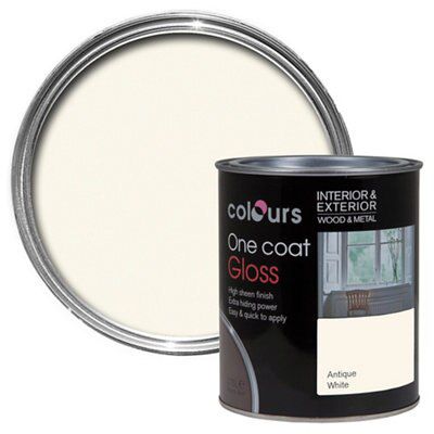 Colours One coat Antique white Gloss Metal & wood paint, 750ml