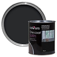 Colours One coat Black Satin Metal & wood paint, 750ml