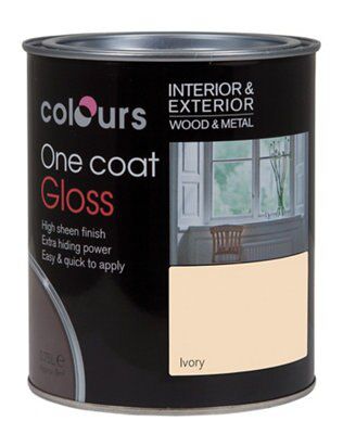 Colours One coat Ivory Gloss Metal & wood paint, 750ml | DIY at B&Q