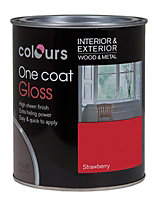 Colours One coat Strawberry Gloss Metal & wood paint, 750ml
