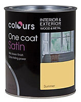 Colours One coat Summer Satin Metal & wood paint, 0.75L