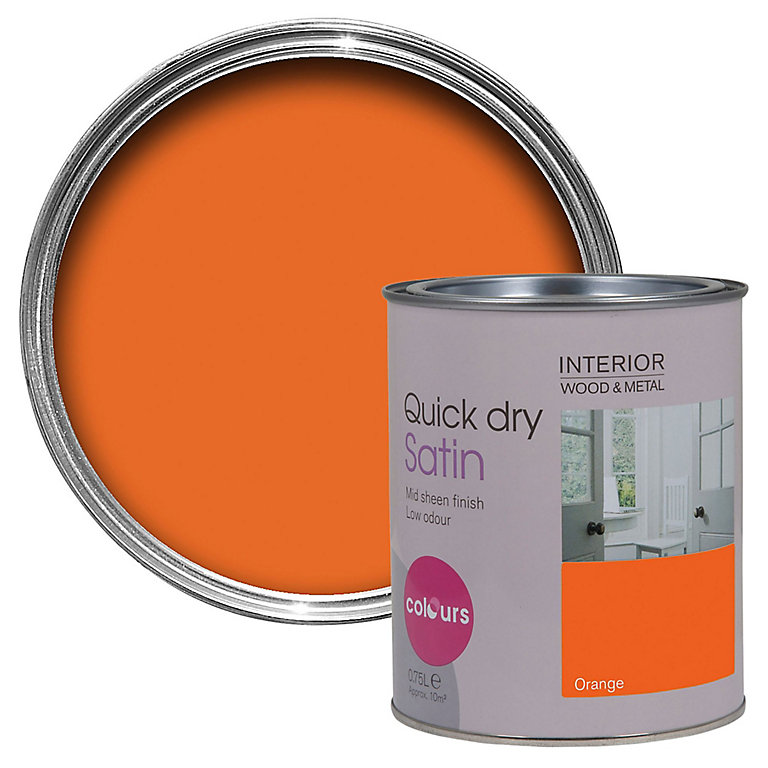 Colours Orange Satin Metal Wood Paint 0 75l Diy At B Q - How To Make Wood Colour Paint