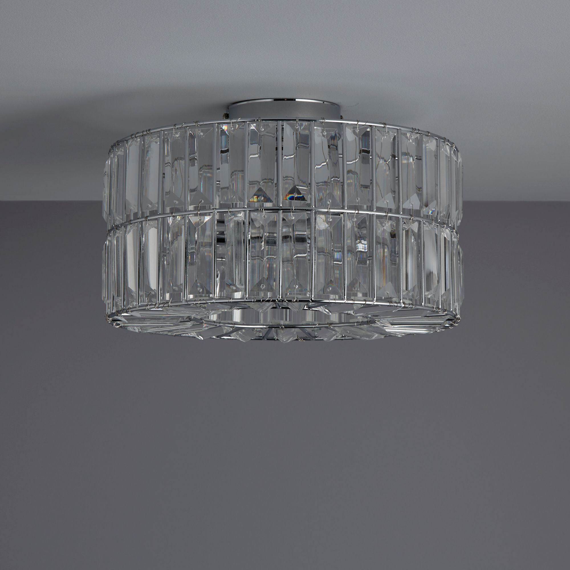 Colours Parcae Brushed Glass & metal Chrome effect 3 Lamp Ceiling light