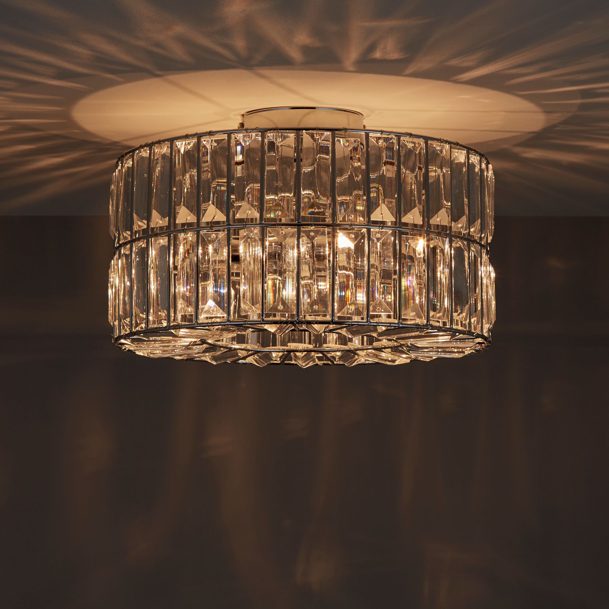Colours Parcae Brushed Glass & metal Chrome effect 3 Lamp Ceiling light